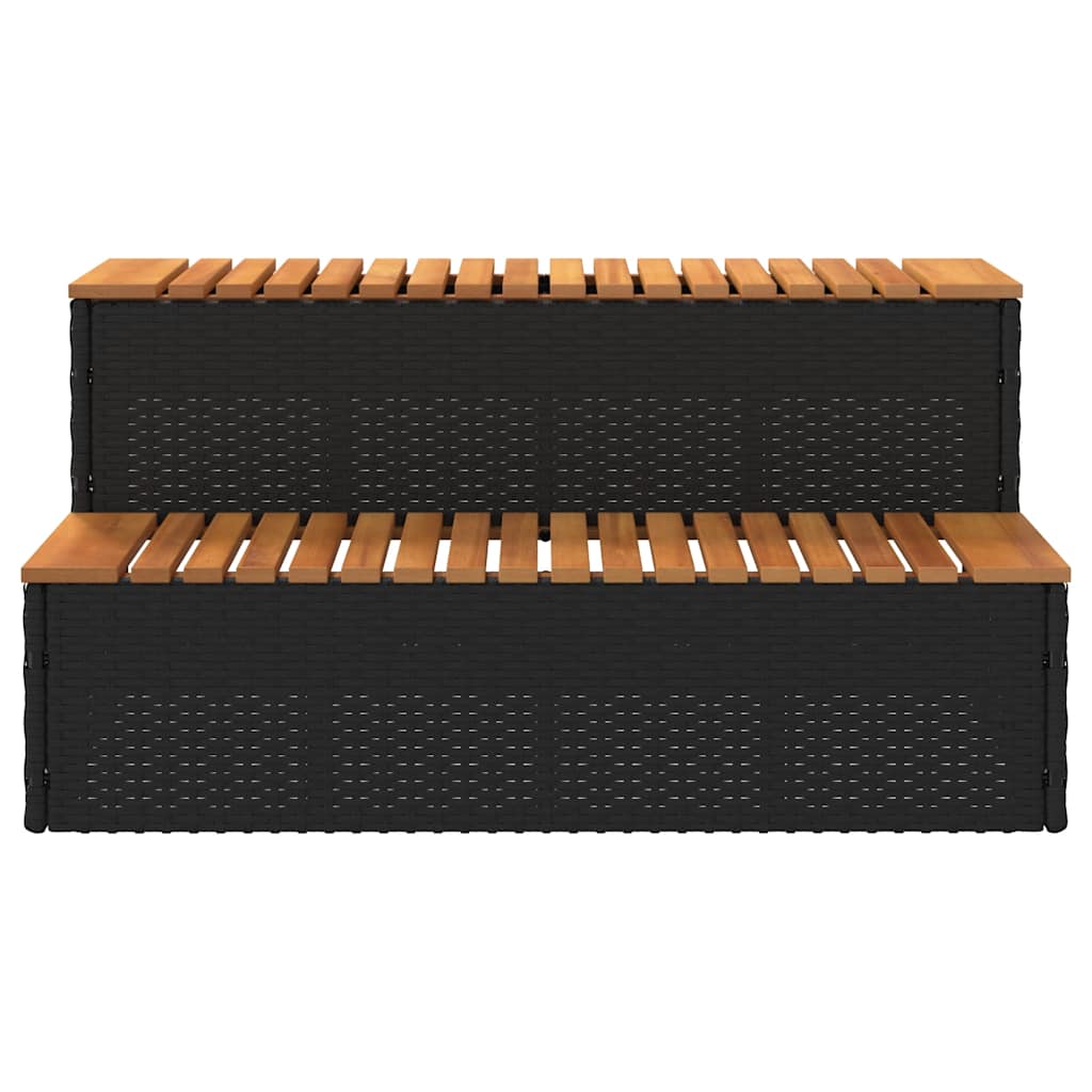 Hot Tub Step Black 100x50x50,5 cm Poly Rattan and Solid Acacia