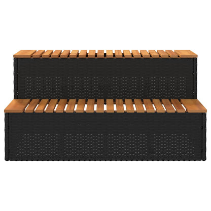 Hot Tub Step Black 100x50x50,5 cm Poly Rattan and Solid Acacia