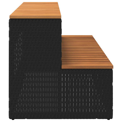 Hot Tub Step Black 100x50x50,5 cm Poly Rattan and Solid Acacia