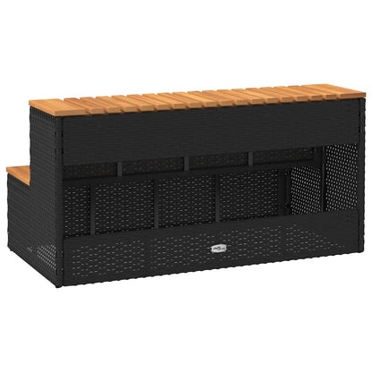 Hot Tub Step Black 100x50x50,5 cm Poly Rattan and Solid Acacia