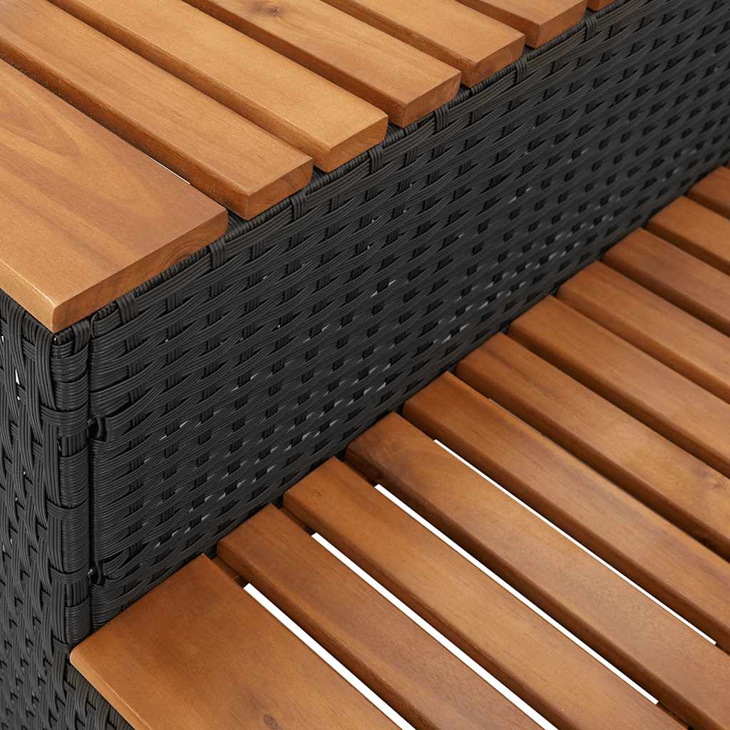 Hot Tub Step Black 100x50x50,5 cm Poly Rattan and Solid Acacia