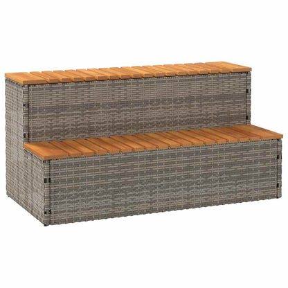 Hot Tub Step Grey 100x50x50,5 cm Poly Rattan and Solid Acacia