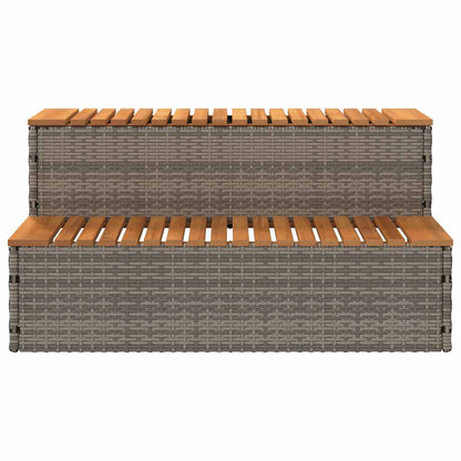 Hot Tub Step Grey 100x50x50,5 cm Poly Rattan and Solid Acacia