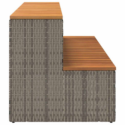 Hot Tub Step Grey 100x50x50,5 cm Poly Rattan and Solid Acacia