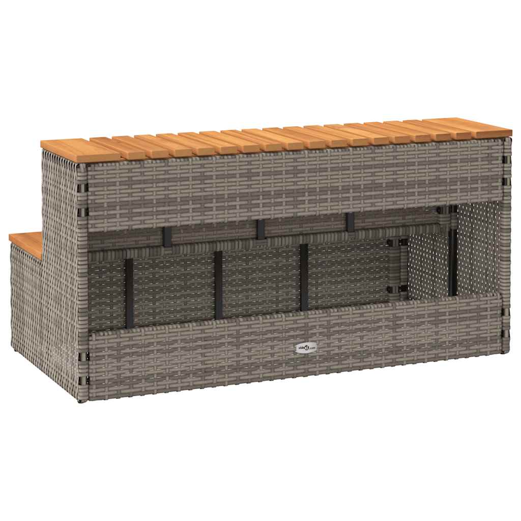 Hot Tub Step Grey 100x50x50,5 cm Poly Rattan and Solid Acacia
