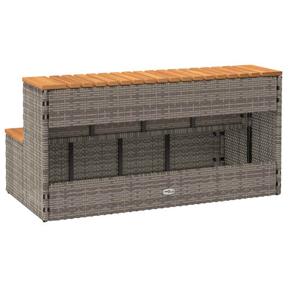 Hot Tub Step Grey 100x50x50,5 cm Poly Rattan and Solid Acacia