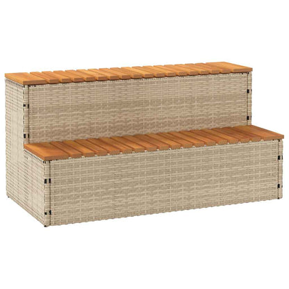 Hot Tub Step Beige 100x50x50,5 cm Poly Rattan and Solid Acacia