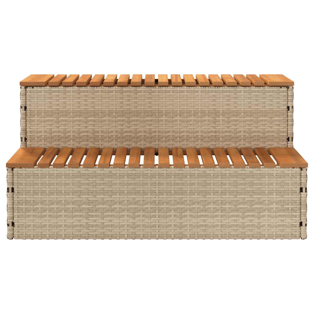 Hot Tub Step Beige 100x50x50,5 cm Poly Rattan and Solid Acacia