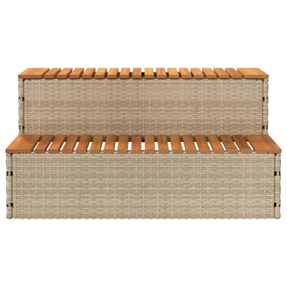Hot Tub Step Beige 100x50x50,5 cm Poly Rattan and Solid Acacia