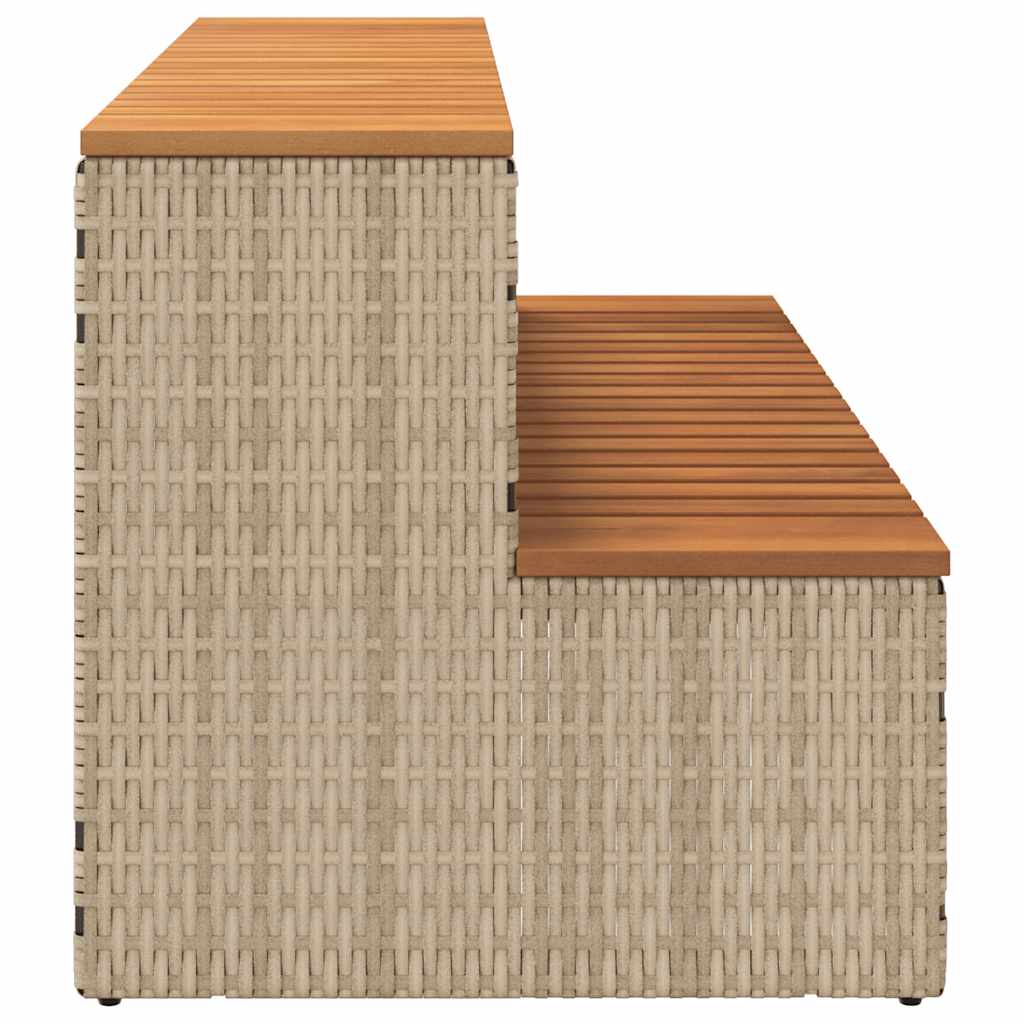 Hot Tub Step Beige 100x50x50,5 cm Poly Rattan and Solid Acacia