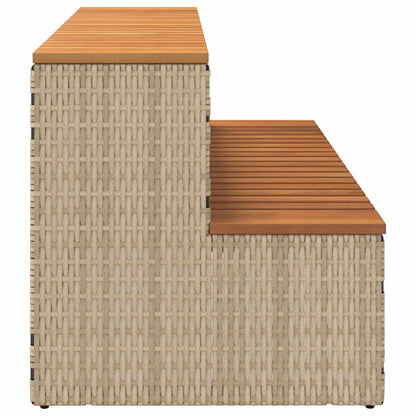 Hot Tub Step Beige 100x50x50,5 cm Poly Rattan and Solid Acacia
