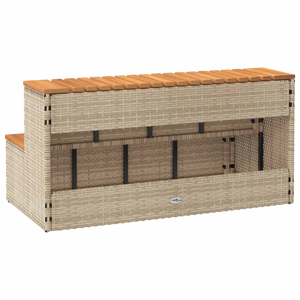 Hot Tub Step Beige 100x50x50,5 cm Poly Rattan and Solid Acacia