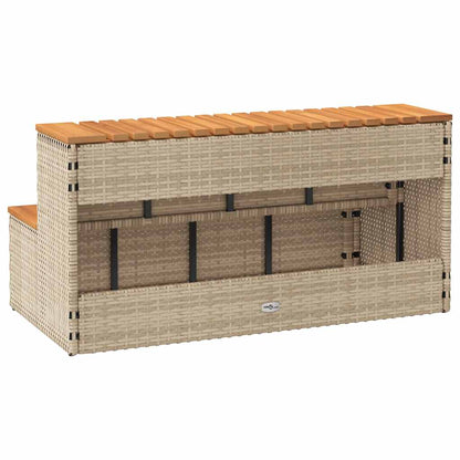 Hot Tub Step Beige 100x50x50,5 cm Poly Rattan and Solid Acacia