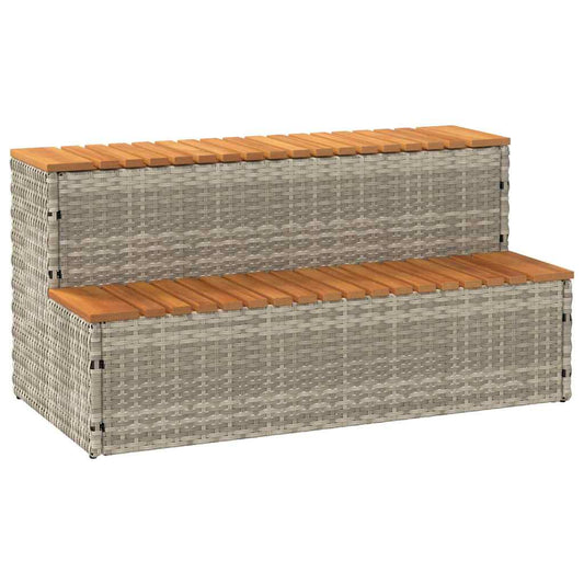 Hot Tub Step Light Grey 100x50x50,5 cm Poly Rattan and Solid Acacia