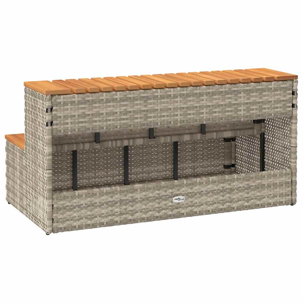 Hot Tub Step Light Grey 100x50x50.5 cm Poly Rattan and Solid Acacia