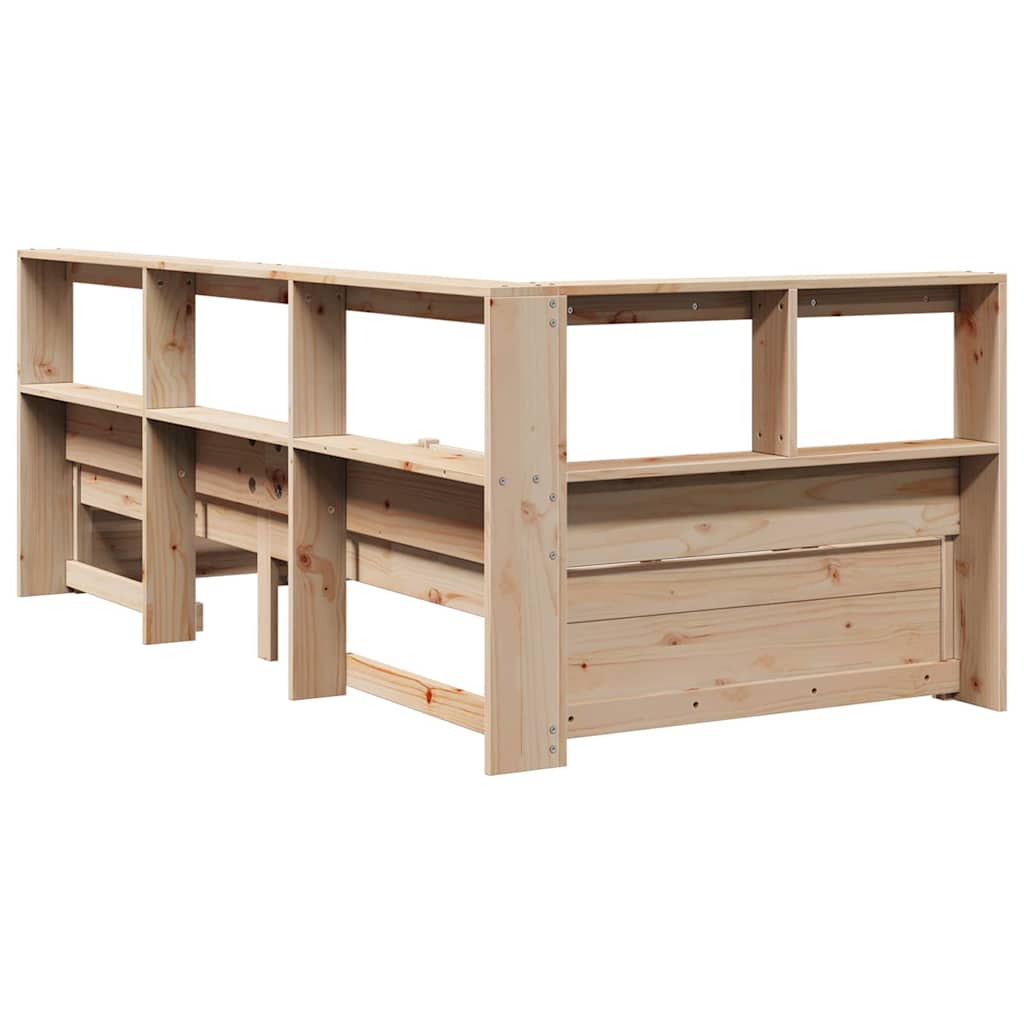 Bookcase Bed without Mattress 90x190 cm Solid Wood Pine