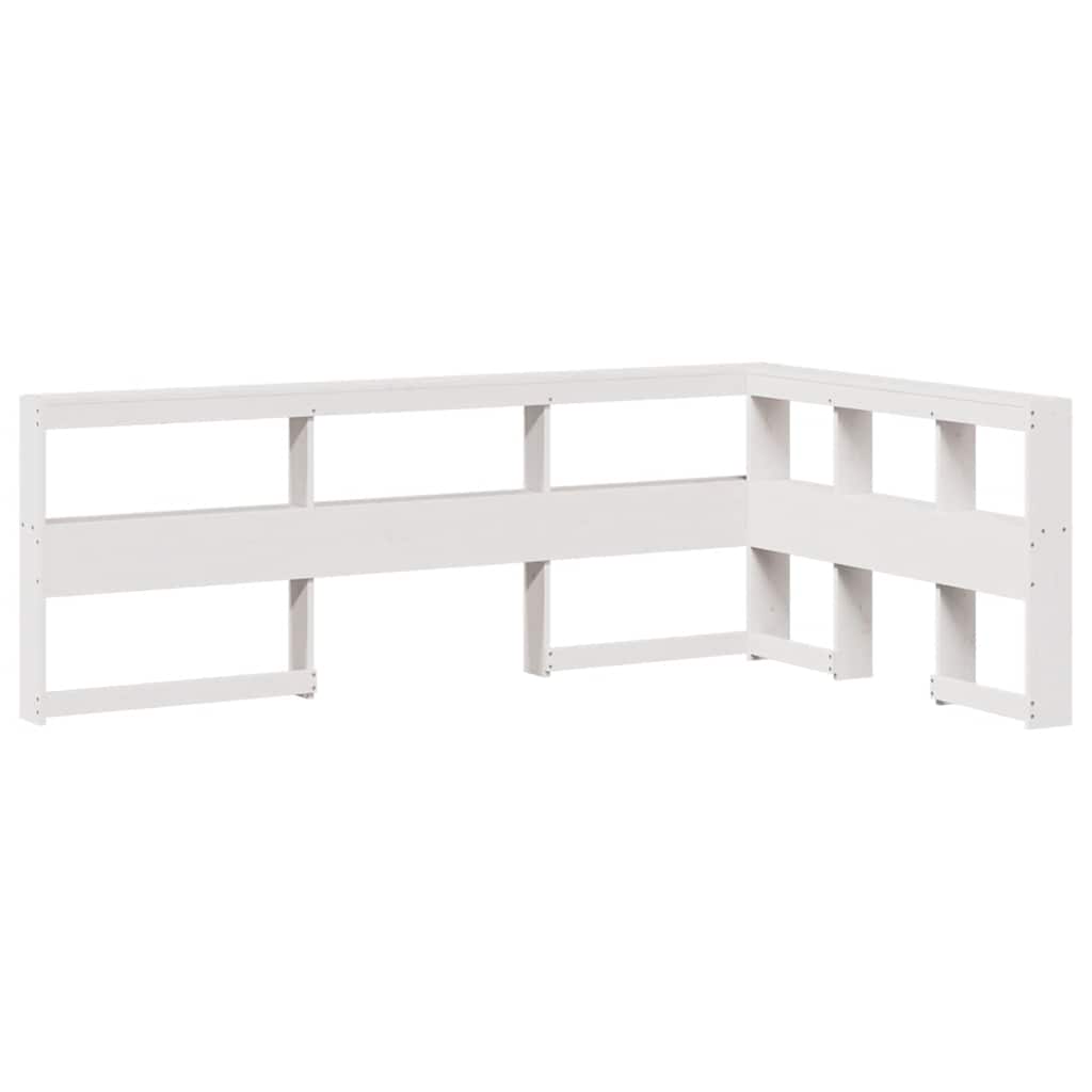 Bookcase Bed without Mattress White 150x200 cm King Size Solid Wood Pine