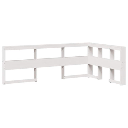 Bookcase Bed without Mattress White 150x200 cm King Size Solid Wood Pine
