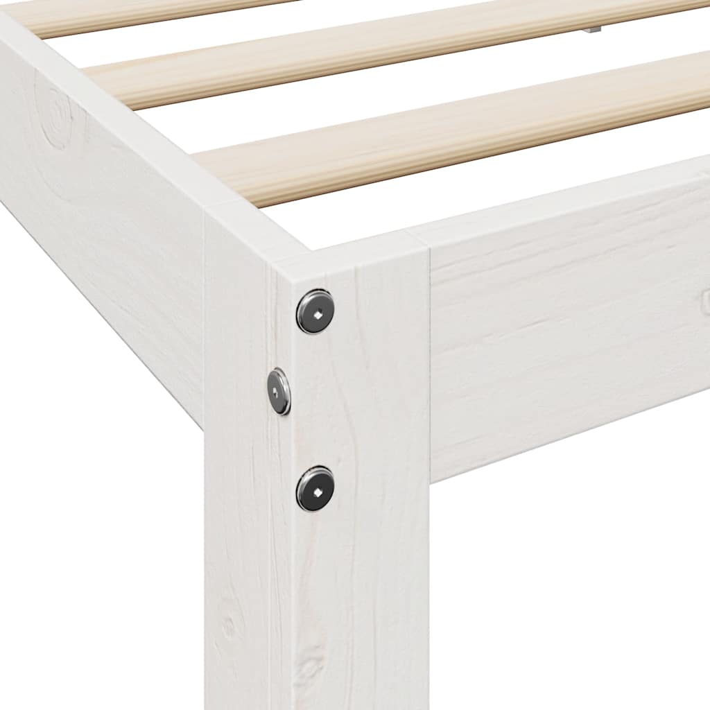 Bookcase Bed without Mattress White 150x200 cm King Size Solid Wood Pine