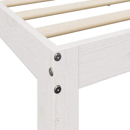 Bookcase Bed without Mattress White 150x200 cm King Size Solid Wood Pine