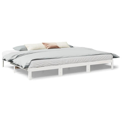 Family Bed Frame No Mattress White 240x200 cm Solid Wood Pine