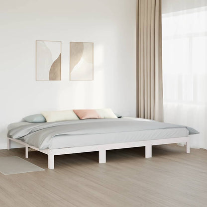 Family Bed Frame No Mattress White 240x200 cm Solid Wood Pine