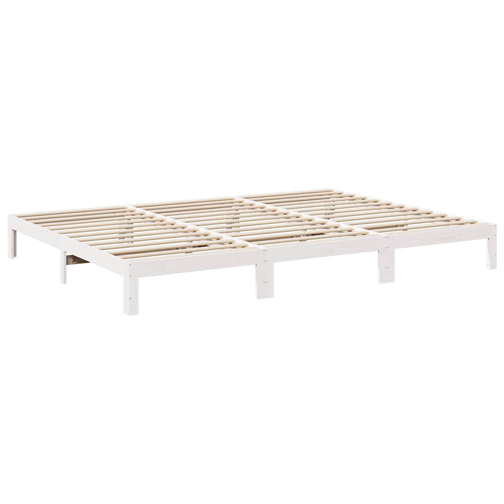 Family Bed Frame No Mattress White 240x200 cm Solid Wood Pine