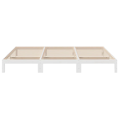 Family Bed Frame No Mattress White 240x200 cm Solid Wood Pine