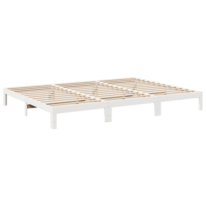 Family Bed Frame No Mattress White 240x200 cm Solid Wood Pine