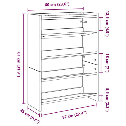 Shoe Rack Sonoma Oak 60x25x81 cm Engineered Wood