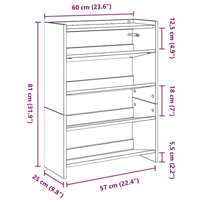 Shoe Rack Grey Sonoma 60x25x81 cm Engineered Wood