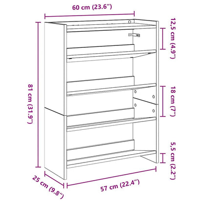 Shoe Rack Old Wood 60x25x81 cm Engineered Wood