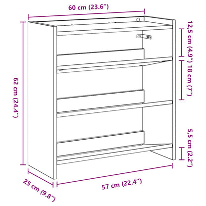 Shoe Rack Sonoma Oak 60x25x62 cm Engineered Wood