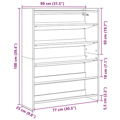 Shoe Rack Smoked Oak 80x25x100 cm Engineered Wood