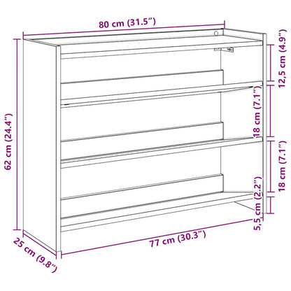 Shoe Rack White 80x25x62 cm Engineered Wood