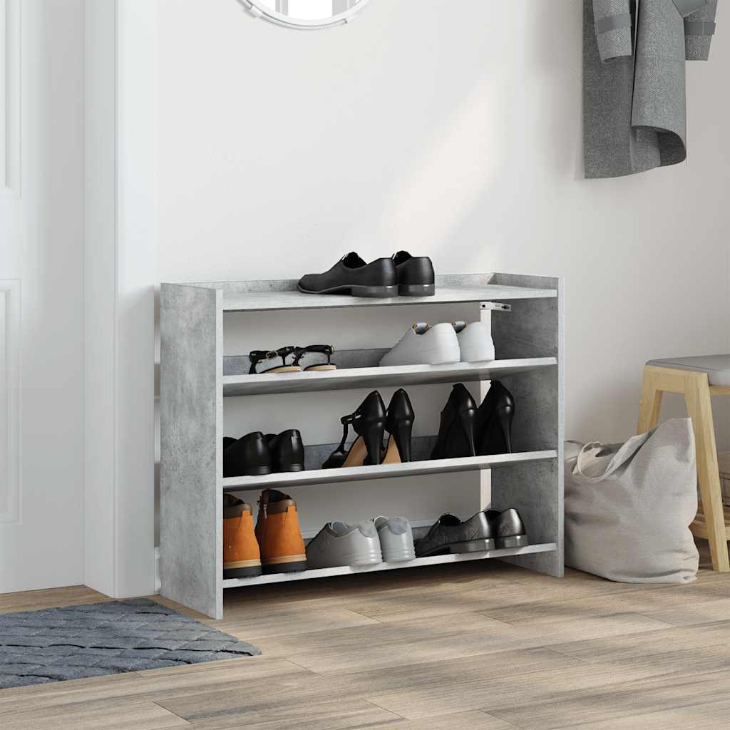 Shoe Rack Concrete Oak 80x25x62 cm Engineered Wood