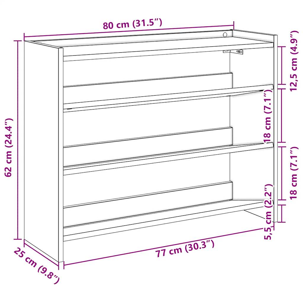 Shoe Rack Artisan Oak 80x25x62 cm Engineered Wood