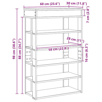 Shoe Rack Smoked Oak 60x30x98 cm Engineered Wood
