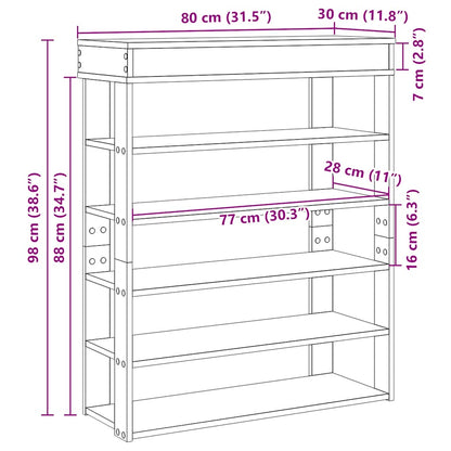 Shoe Rack Concrete Oak 80x30x98 cm Engineered Wood