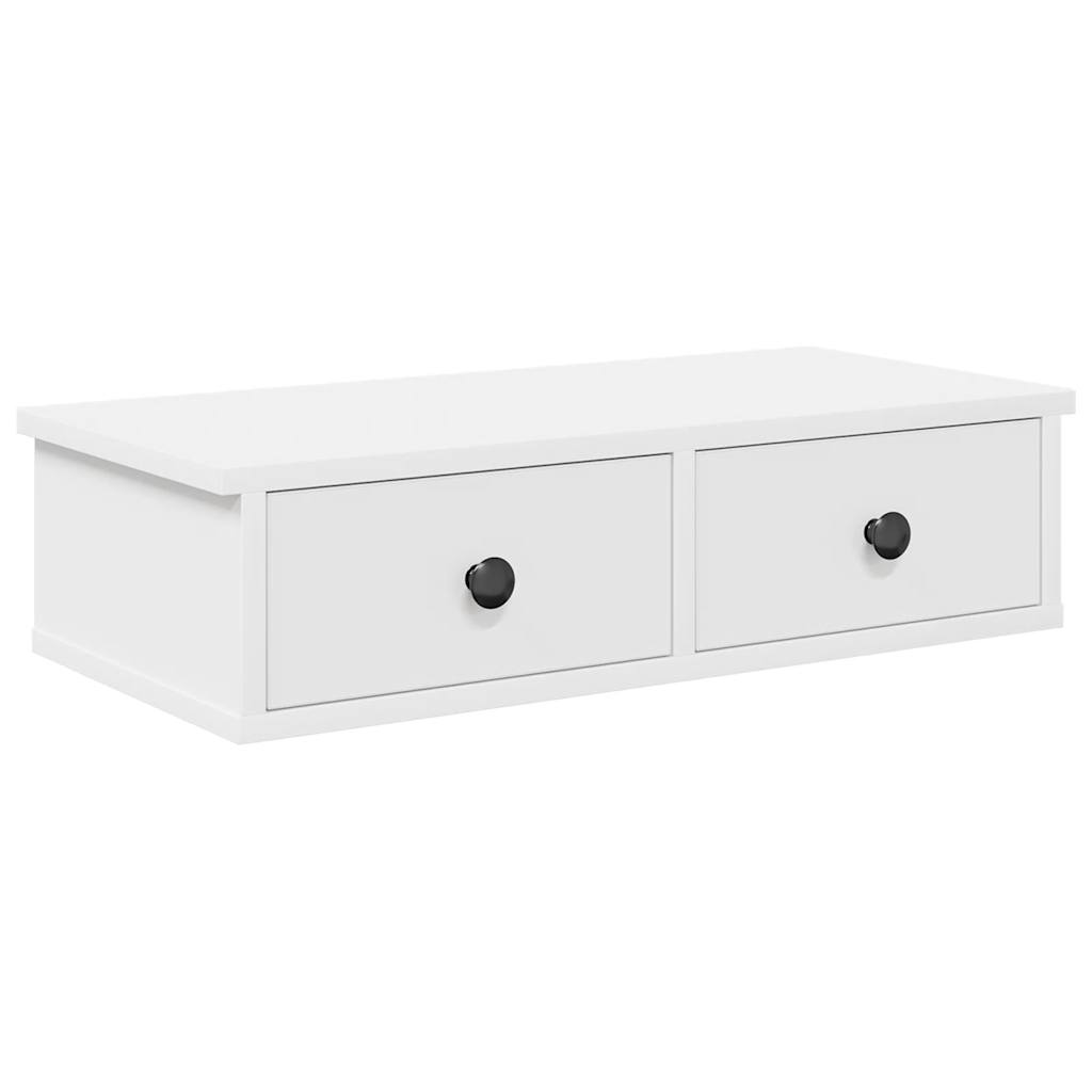 Wall Shelf with Drawers White 60x28x15 cm Engineered Wood