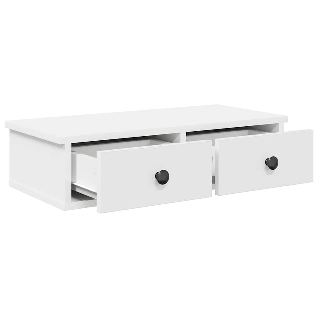 Wall Shelf with Drawers White 60x28x15 cm Engineered Wood