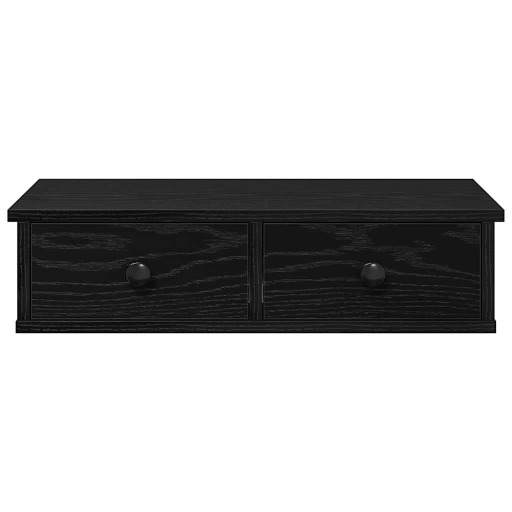 Wall Shelf with Drawers Black 60x28x15 cm Engineered Wood