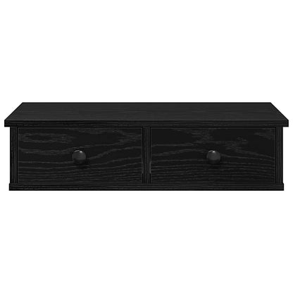 Wall Shelf with Drawers Black 60x28x15 cm Engineered Wood