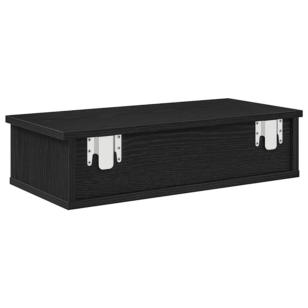 Wall Shelf with Drawers Black 60x28x15 cm Engineered Wood