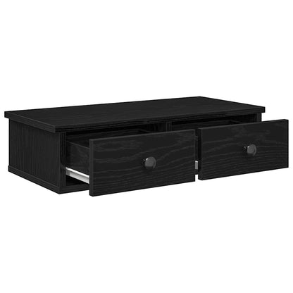 Wall Shelf with Drawers Black 60x28x15 cm Engineered Wood