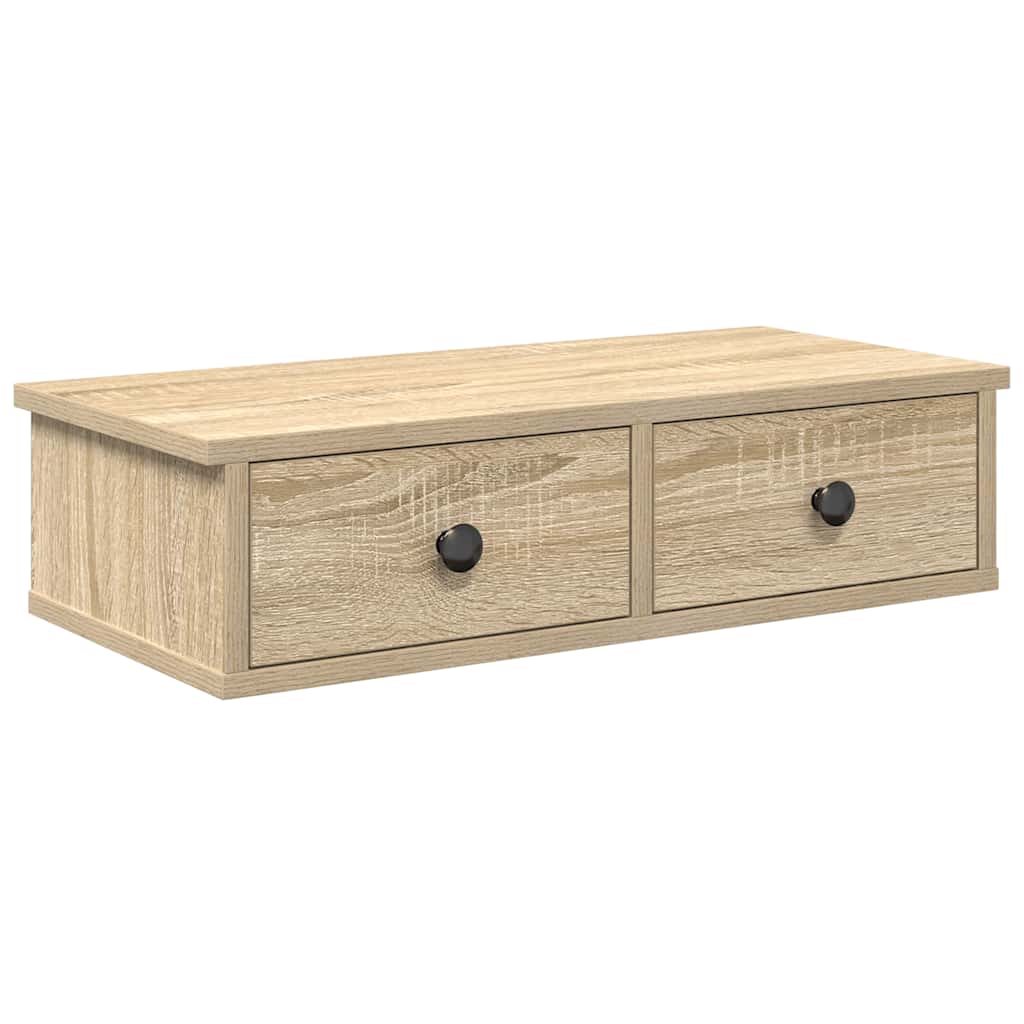 Wall Shelf with Drawers Sonoma Oak 60x28x15 cm Engineered Wood