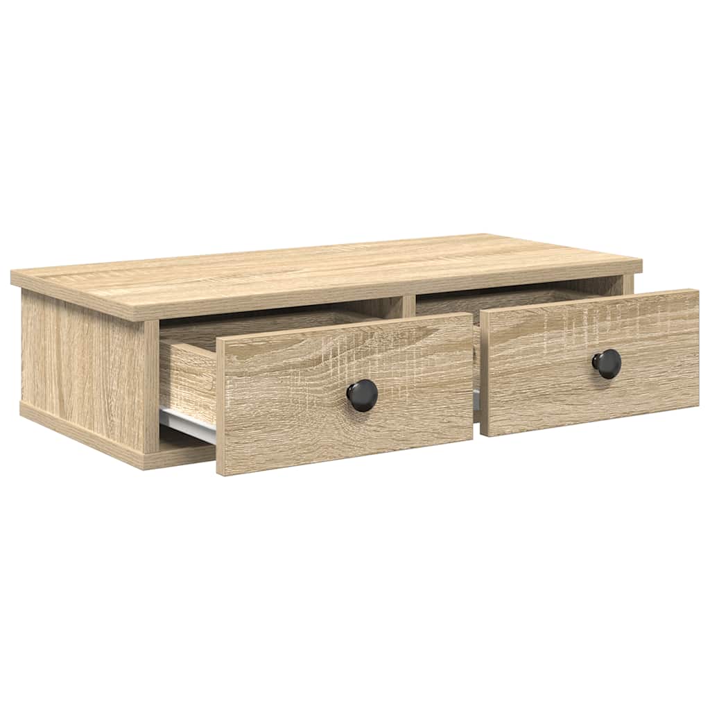 Wall Shelf with Drawers Sonoma Oak 60x28x15 cm Engineered Wood