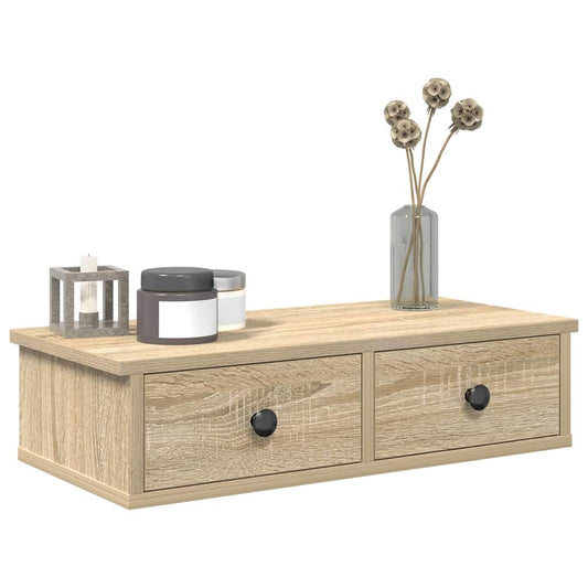 Wall Shelf with Drawers Sonoma Oak 60x28x15 cm Engineered Wood