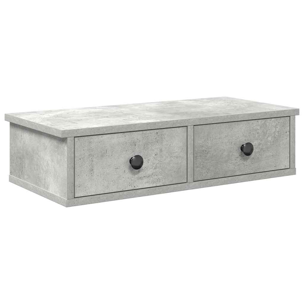 Wall Shelf with Drawers Concrete Grey 60x28x15 cm Engineered Wood