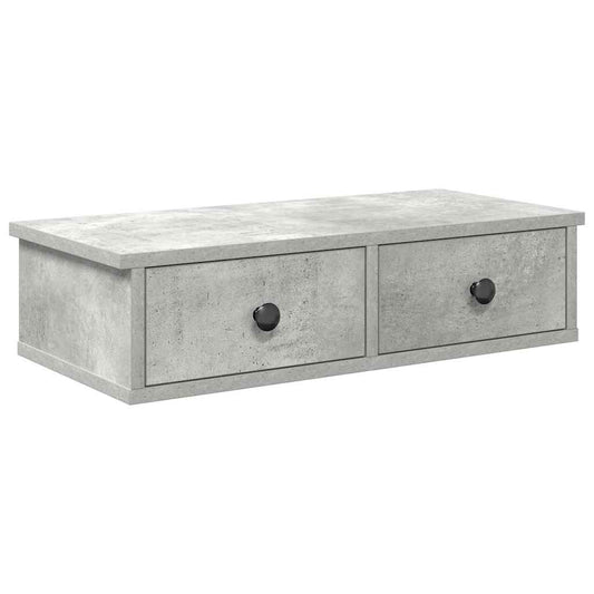 Wall Shelf with Drawers Concrete Grey 60x28x15 cm Engineered Wood